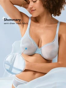LUVLETTE Unlined Mesh Bra - Baby Blue - View 2
