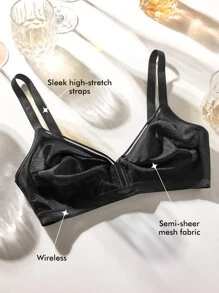 LUVLETTE Sheer Fantasy Shimmer Wirefree Bralet - Black - View 2