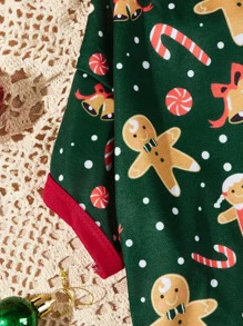 件寵物聖誕 T 卹，輕薄布料，印花薑餅人，雪花，鹿，熊貓，小貓，貴賓狗衣服 - 彩色 - 查看 4