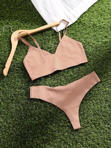 4sets Plain No Show Lingerie Set - Multicolor - View 5