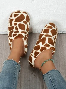 Pantuflas de mujer sin cordones, de moda y cálidas, silenciosas en pisos de madera dura - Marrón - Ver 2