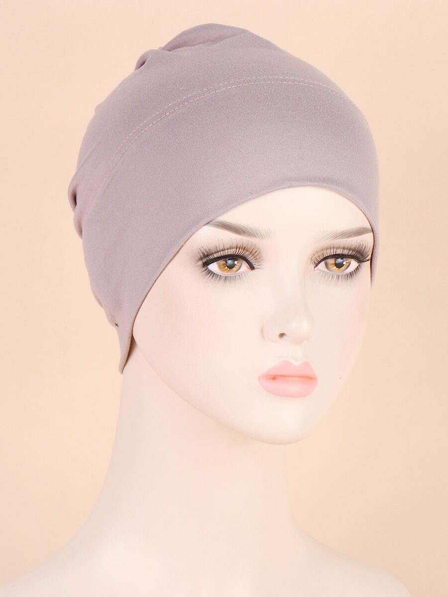 素色頭巾帽 - 駝色 - 查看 1