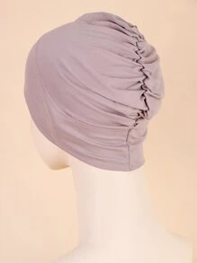 素色頭巾帽 - 駝色 - 查看 3