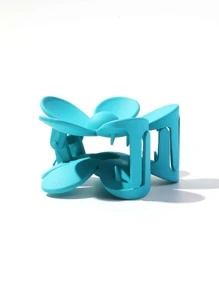 Flower Design Hair Claw - Teal Blue - View 5