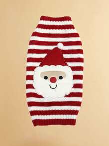 1pc Stretchable Knit Warm Two Feet Christmas Dog Sweater With Santa Claus Embroidery For Small/medium/large Dogs - Red and White - View 3