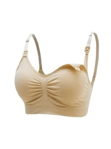 SHEIN 3件孕婦素色褶邊哺乳內衣 - 彩色 - 查看 4