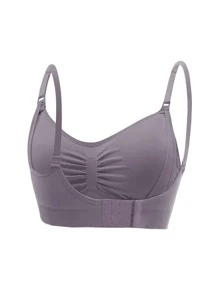 SHEIN 3件孕婦素色褶邊哺乳內衣 - 彩色 - 查看 6