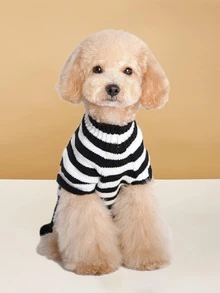 Halloween Skull Pattern Pet Sweater - Black and White - View 3