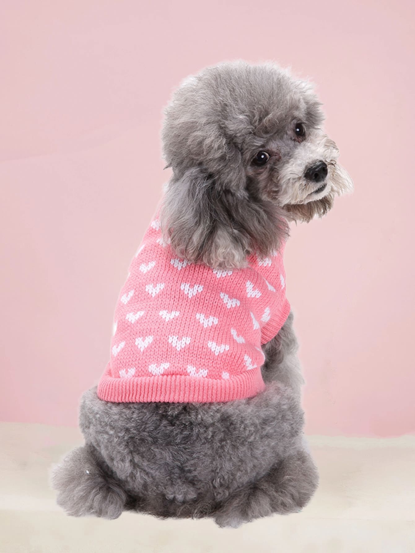 愛心圖案寵物套頭毛衣