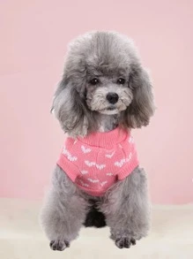 愛心圖案寵物套頭毛衣 - 彩色 - 查看 4