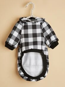 1 Stück Haustier Hoodie mit Plaid Muster - Schwarz und Weiss - Übersicht 5