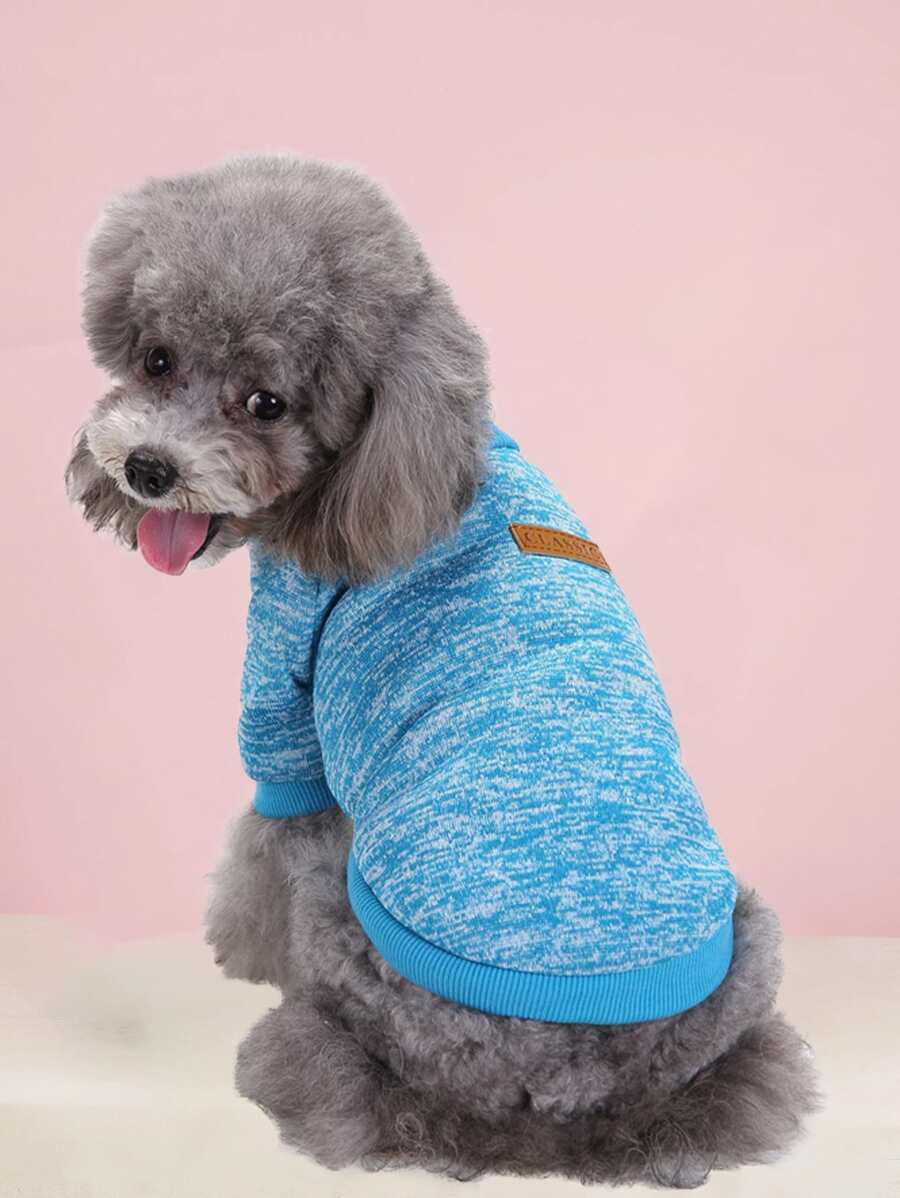 1入組字母設計寵物運動衫 - 藍色 - 查看 1