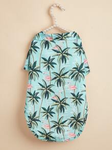 Hawaiian Beach Vacation Two Feet Button Up Pet Shirt With Collar For Cats And Dogs In Spring, Summer, Autumn