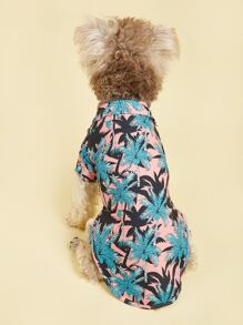 金毛猎犬和贵宾犬宠物衬衫，夏威夷菠萝椰子树海滩休闲服装，适合狗和猫，春夏 - 彩色 - 查看 3