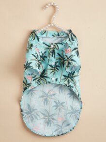 Hawaiian Beach Vacation Two Feet Button Up Pet Shirt With Collar For Cats And Dogs In Spring, Summer, Autumn