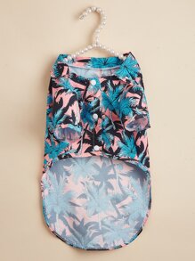 金毛猎犬和贵宾犬宠物衬衫，夏威夷菠萝椰子树海滩休闲服装，适合狗和猫，春夏 - 彩色 - 查看 5