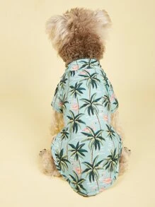Hawaiian Beach Vacation Two Feet Button Up Pet Shirt With Collar For Cats And Dogs In Spring, Summer, Autumn