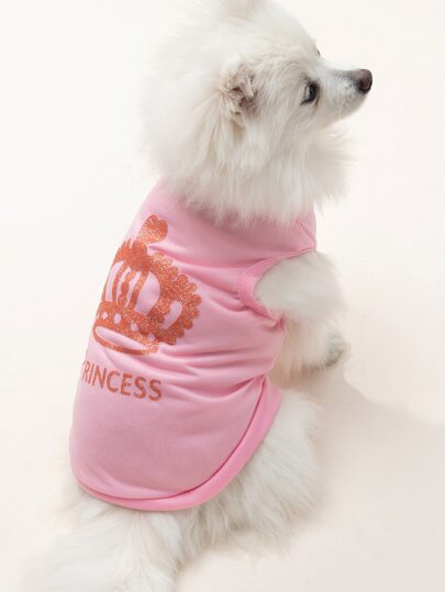 Haustier Tank Top mit Krone Muster, atmungsaktiv Hund Weste & Muster