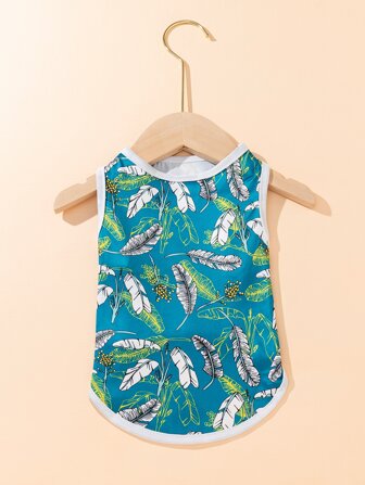 Tank de mascota con estampado de pluma