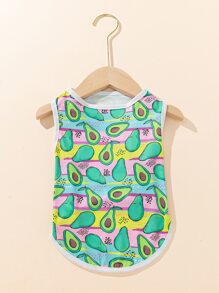 1pc Avocado Print Pet Tank - Multicolor - View 1