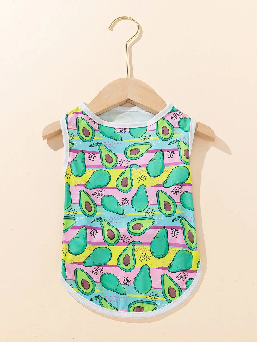 1pc Avocado Print Pet Tank - Multicolor - View 1