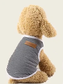 條紋印花寵物背心 - 彩色 - 查看 1