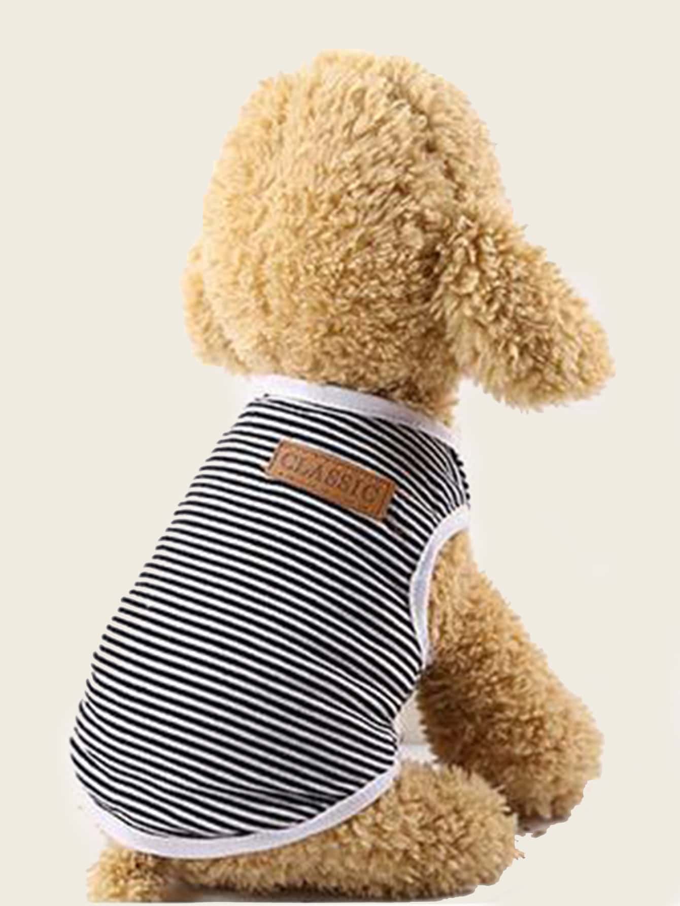 條紋印花寵物背心 - 彩色 - 查看 1