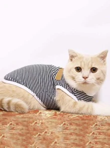 條紋印花寵物背心 - 彩色 - 查看 2