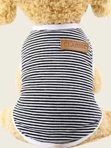 條紋印花寵物背心 - 彩色 - 查看 3