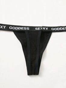 Set de lencería con cinta con letra - Negro - Ver 3