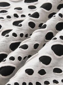 SHEIN ICON Grunge Ripped Round Neck Crop Top - Multicolor - View 4