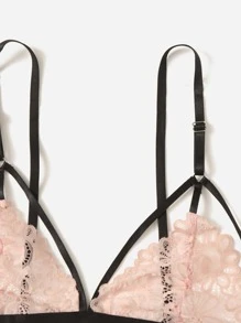 Classic Sexy Set de lencería con encaje floral - Rosa Pálido - Ver 3