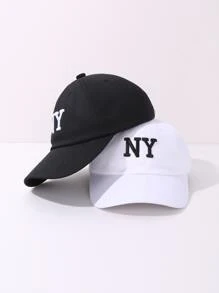 2入組字母刺繡棒球帽 - 黑與白 - 查看 3