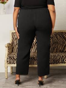 SHEIN CURVE+ Plus High Waist Sequins Wide Leg Trousers - Multicolor - View 3