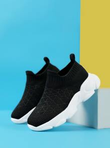 Boys Slip On Chunky Sneakers - Black - View 1