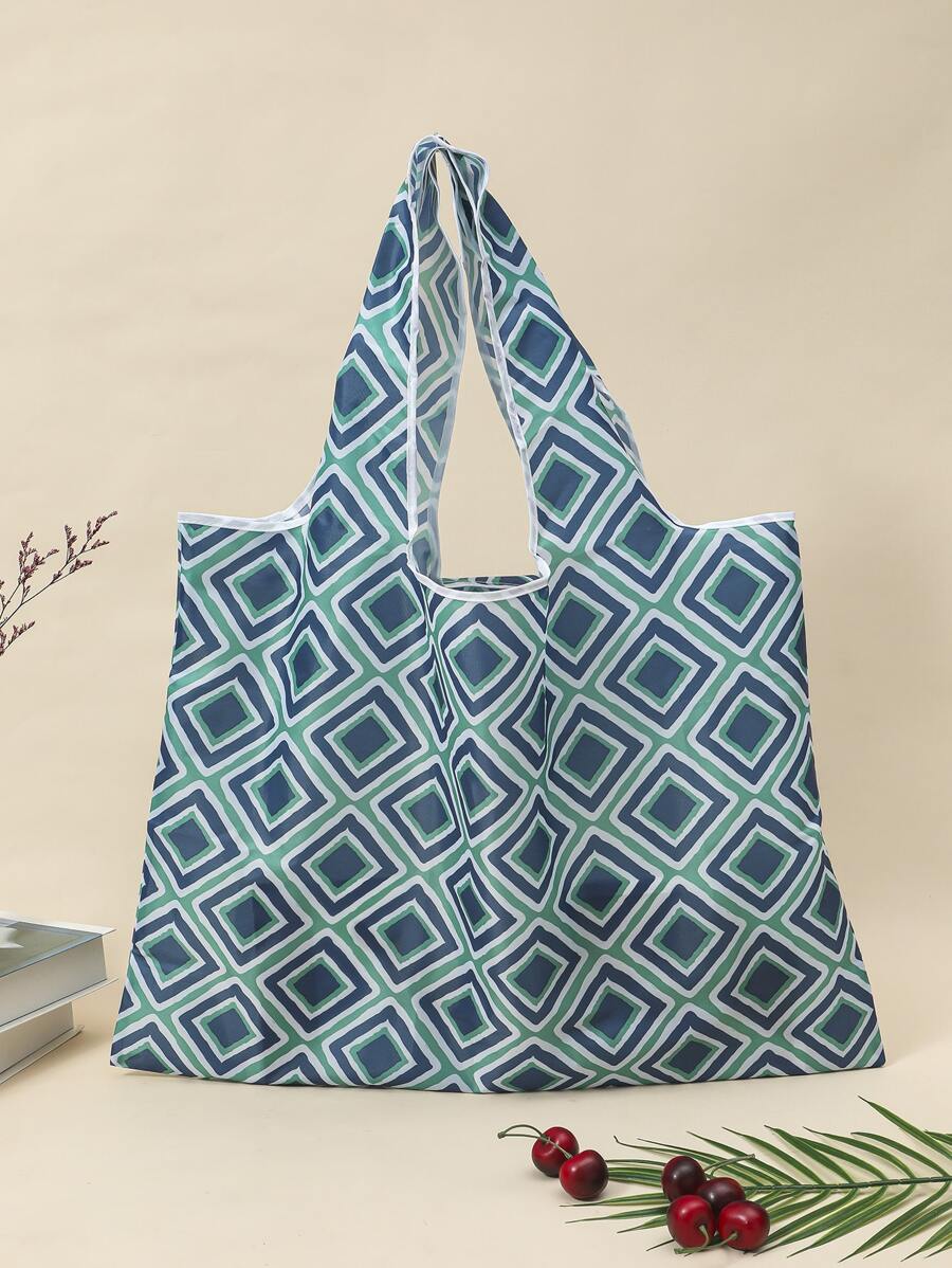 Lightweight, Portable Casual, Fashion Geometric Print Shopper Bag For Girls, Women, College Students, Rookies & White-collar Workers For Fall, Winter Essential, For Work, Office, Commute, College, For Autumn & Winter, Outdoors - Multicolor - View 1