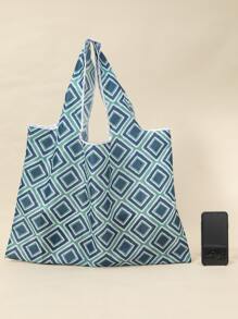 Lightweight, Portable Casual, Fashion Geometric Print Shopper Bag For Girls, Women, College Students, Rookies & White-collar Workers For Fall, Winter Essential, For Work, Office, Commute, College, For Autumn & Winter, Outdoors - Multicolor - View 2