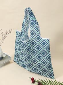 Lightweight, Portable Casual, Fashion Geometric Print Shopper Bag For Girls, Women, College Students, Rookies & White-collar Workers For Fall, Winter Essential, For Work, Office, Commute, College, For Autumn & Winter, Outdoors - Multicolor - View 4