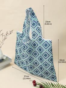 Lightweight, Portable Casual, Fashion Geometric Print Shopper Bag For Girls, Women, College Students, Rookies & White-collar Workers For Fall, Winter Essential, For Work, Office, Commute, College, For Autumn & Winter, Outdoors - Multicolor - View 6