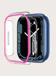 Glowing Clear Watch Protective Case Compatible With Apple Watch - Rose Red - View 1