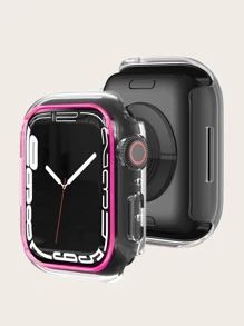 Glowing Clear Watch Protective Case Compatible With Apple Watch - Rose Red - View 3