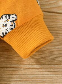 Baby Boy Cartoon Tiger Print Sweatshirt - Mustard Yellow - View 5