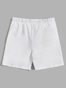 Manfinity Men Slogan Patched Detail Drawstring Waist Shorts - White - View 2