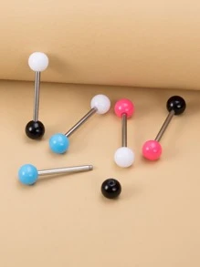 5入組/套多色球裝飾舌頭槓鈴環亞克力中性無需穿孔隔墊身體首飾 - 彩色 - 查看 1