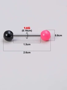 5入組/套多色球裝飾舌頭槓鈴環亞克力中性無需穿孔隔墊身體首飾 - 彩色 - 查看 3