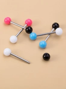 5入組/套多色球裝飾舌頭槓鈴環亞克力中性無需穿孔隔墊身體首飾 - 彩色 - 查看 8