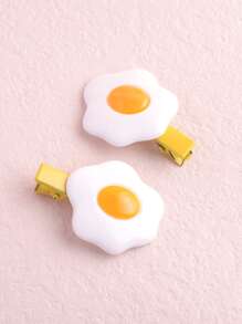 2入組煎蛋裝飾髮夾 - 彩色 - 查看 2