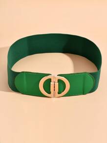 Metal Buckle Wide Belt - Green - View 2