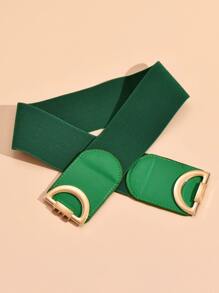 Metal Buckle Wide Belt - Green - View 3