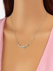 Collar con diseño de diamante de imitación - Plateado - Ver 1